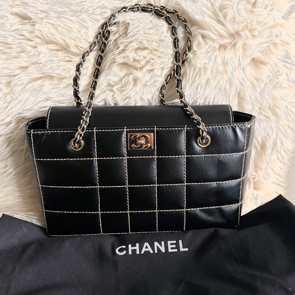 Chanel Chocolate Bar Wild Stitch Chain Bag in Black Leather with Gold Hardware - Picture 5 of 16